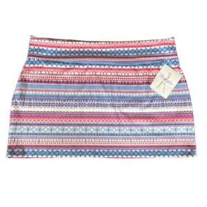 Wrangler Western Wear Foldover Aztec Print Mini Skirt Size XXL Blue Pink…